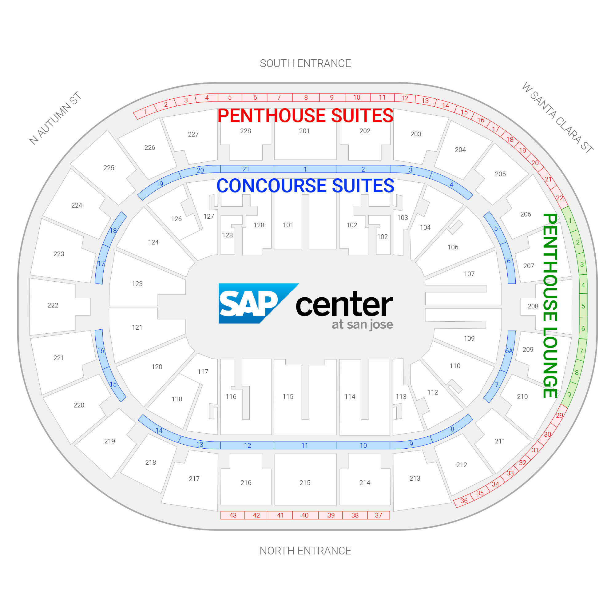 SAP Center /  Suite Map and Seating Chart